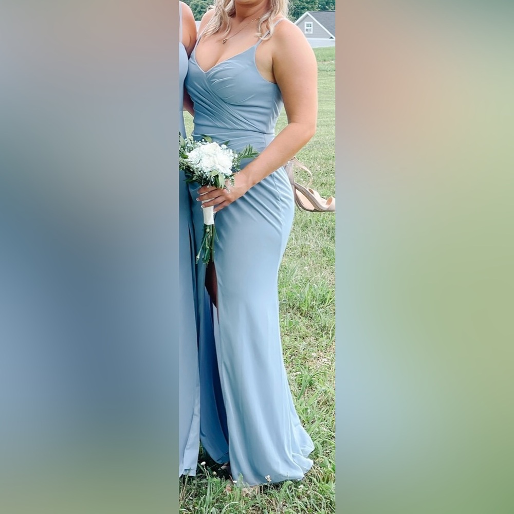 Sky blue wedding guest dress size medium worn once for a wedding